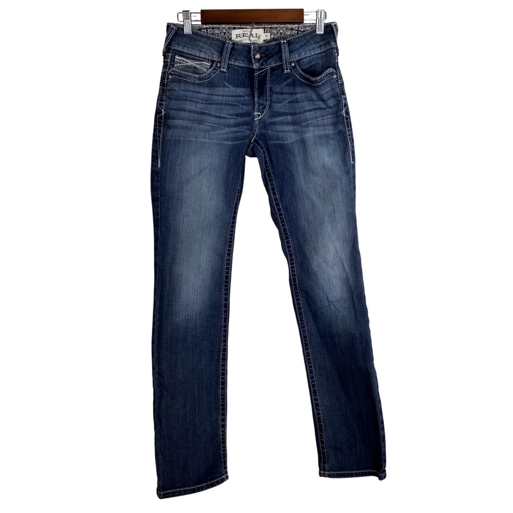 Ariat Jeans Womens 28L Blue REAL Denim Mid Rise Straight Western Wear Cowgirl